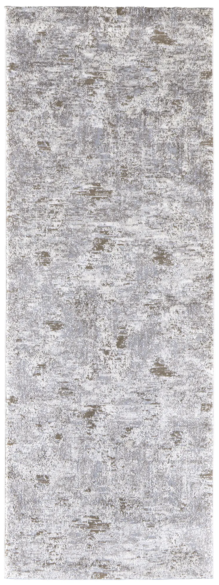 8' Gray And Ivory Abstract Distressed Runner Rug