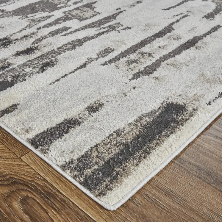 10' X 14' Gray and Ivory Abstract Power Loom Area Rug
