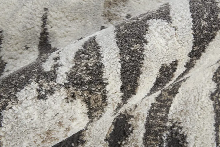 8' Gray And Ivory Abstract Runner Rug