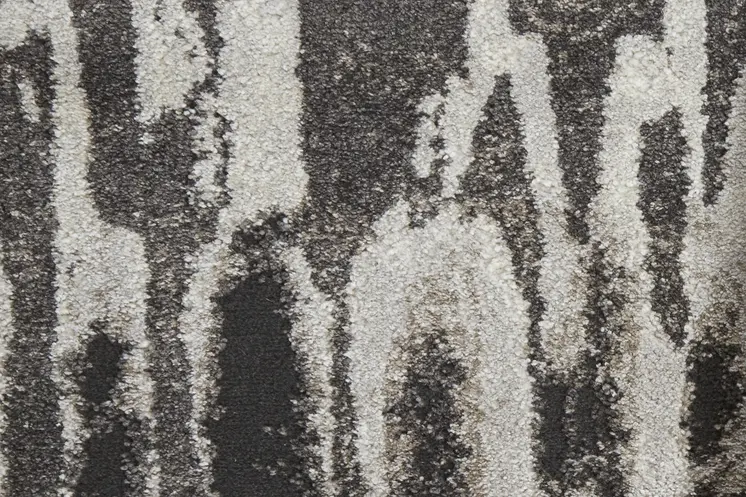 8' Gray And Ivory Abstract Runner Rug