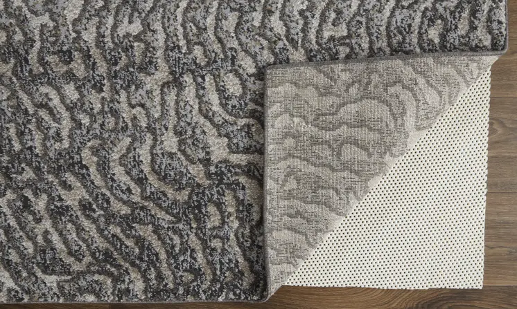 5' X 8' Gray and Ivory Abstract Power Loom Area Rug
