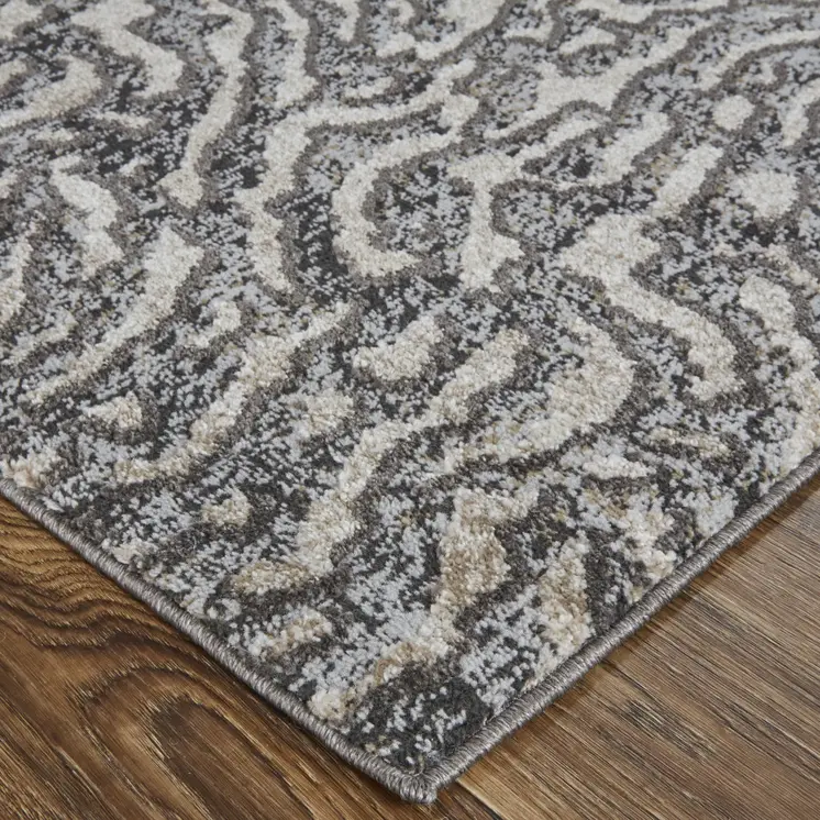 8' X 10' Gray and Ivory Abstract Power Loom Area Rug