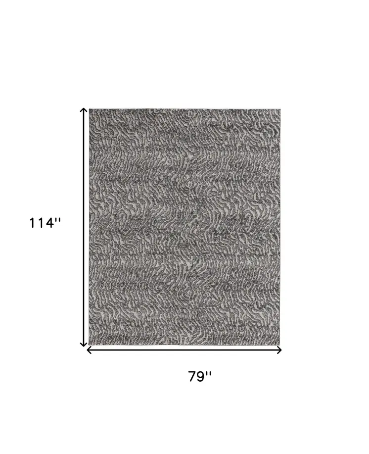 7' X 10' Gray and Ivory Abstract Power Loom Area Rug