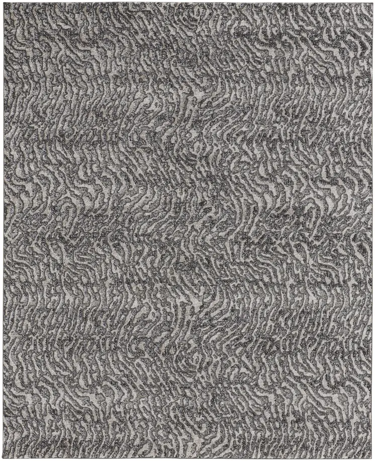 10' X 14' Gray and Ivory Abstract Power Loom Area Rug