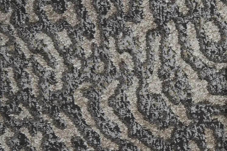 8' Gray And Ivory Abstract Runner Rug