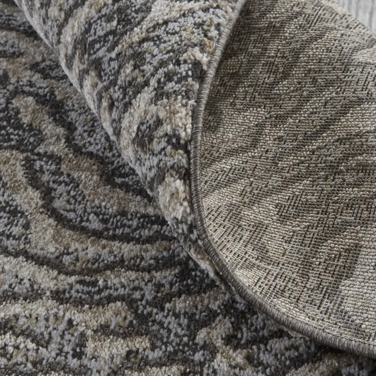 8' Gray And Ivory Abstract Runner Rug