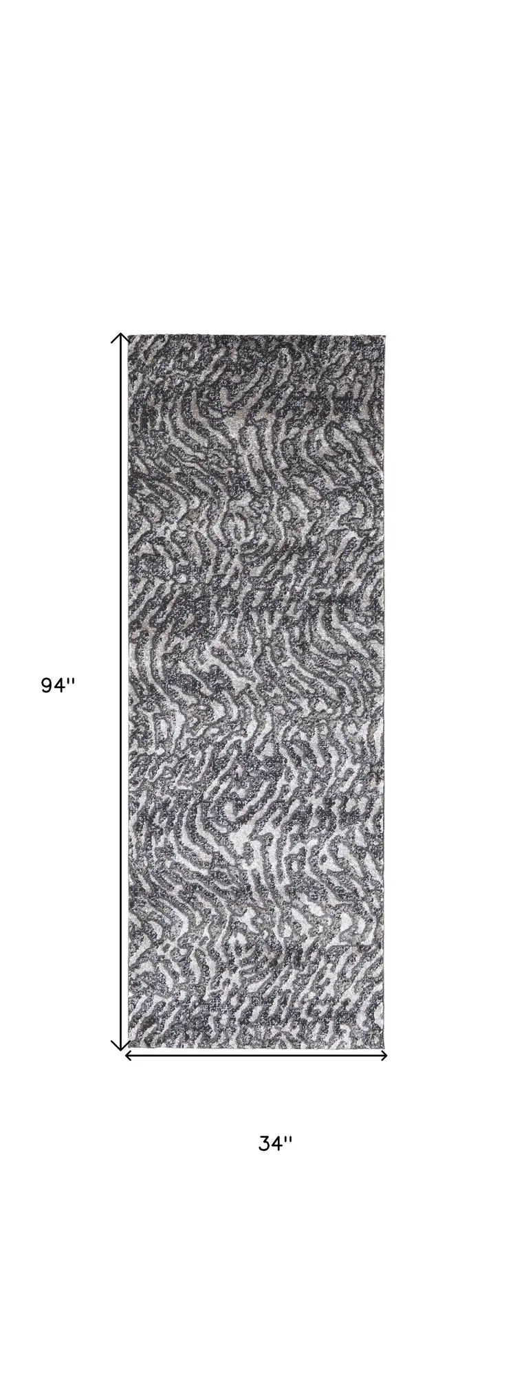 8' Gray And Ivory Abstract Runner Rug