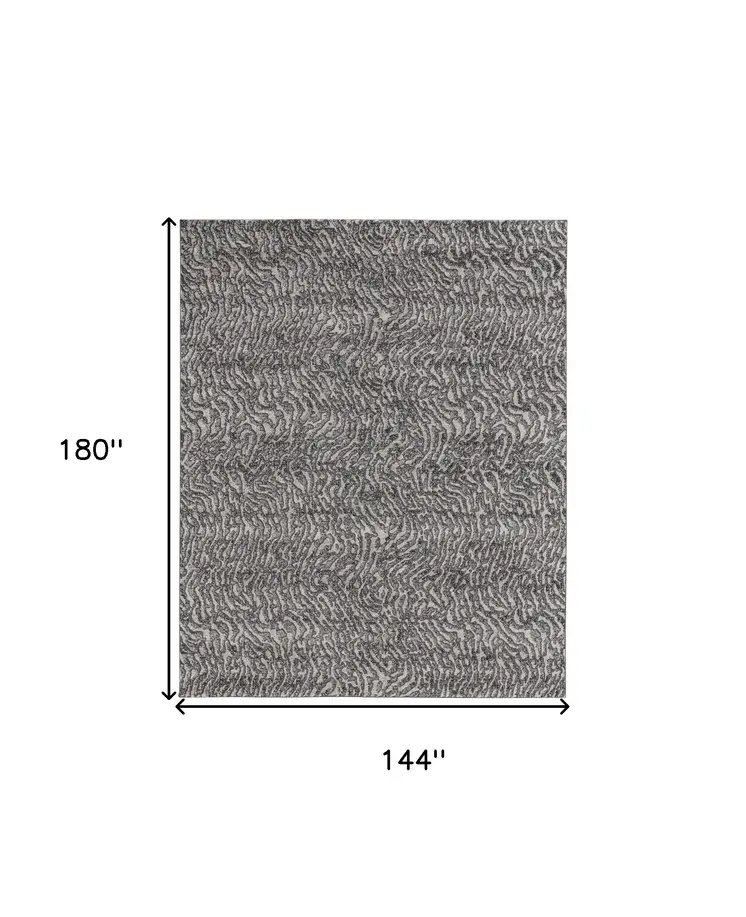 12' X 15' Gray and Ivory Abstract Power Loom Area Rug
