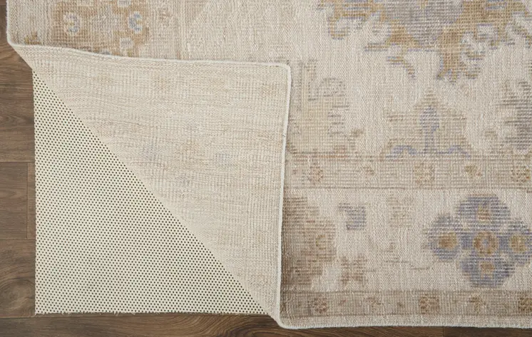 4' X 6' Beige and Brown Floral Hand Knotted Area Rug