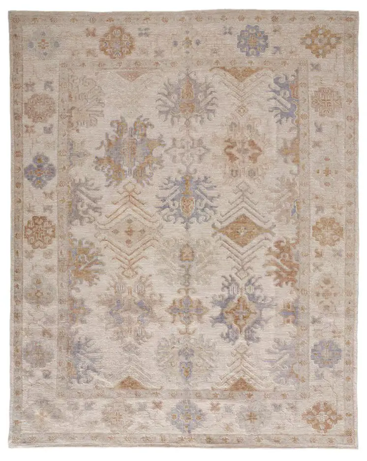 4' X 6' Beige and Brown Floral Hand Knotted Area Rug