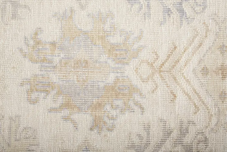 12' X 15' Ivory Tan And Blue Floral Hand Knotted Stain Resistant Area Rug