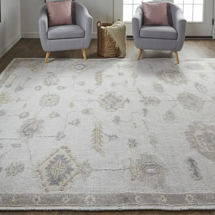 5' X 8' Orange and Ivory Floral Hand Knotted Area Rug
