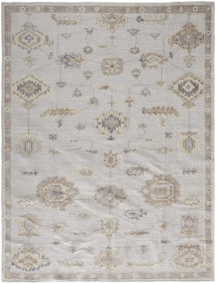 2' X 3' Ivory And Orange Floral Hand Knotted Stain Resistant Area Rug