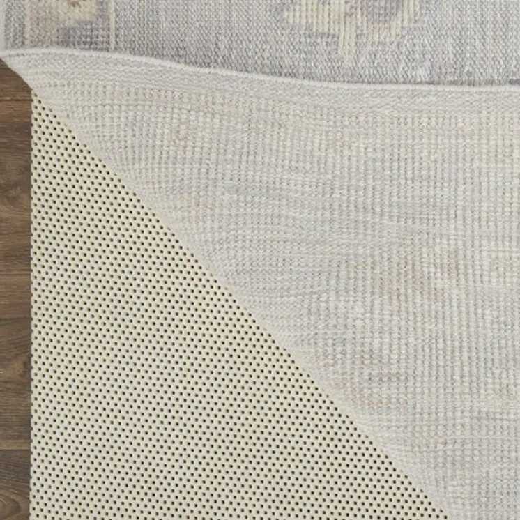 8' X 10' Ivory Silver And Tan Floral Hand Knotted Stain Resistant Area Rug