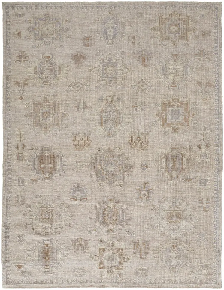 4' X 6' Tan and Brown Floral Hand Knotted Area Rug