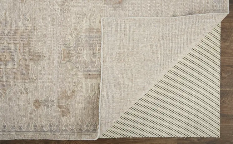 4' X 6' Tan and Brown Floral Hand Knotted Area Rug