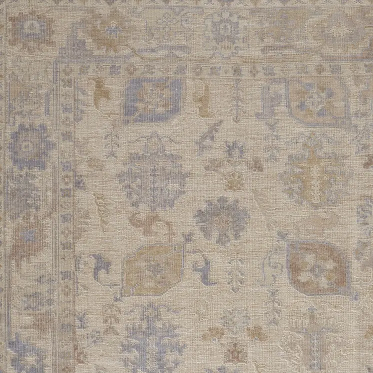 8' X 10' Blue and Ivory Floral Hand Knotted Area Rug