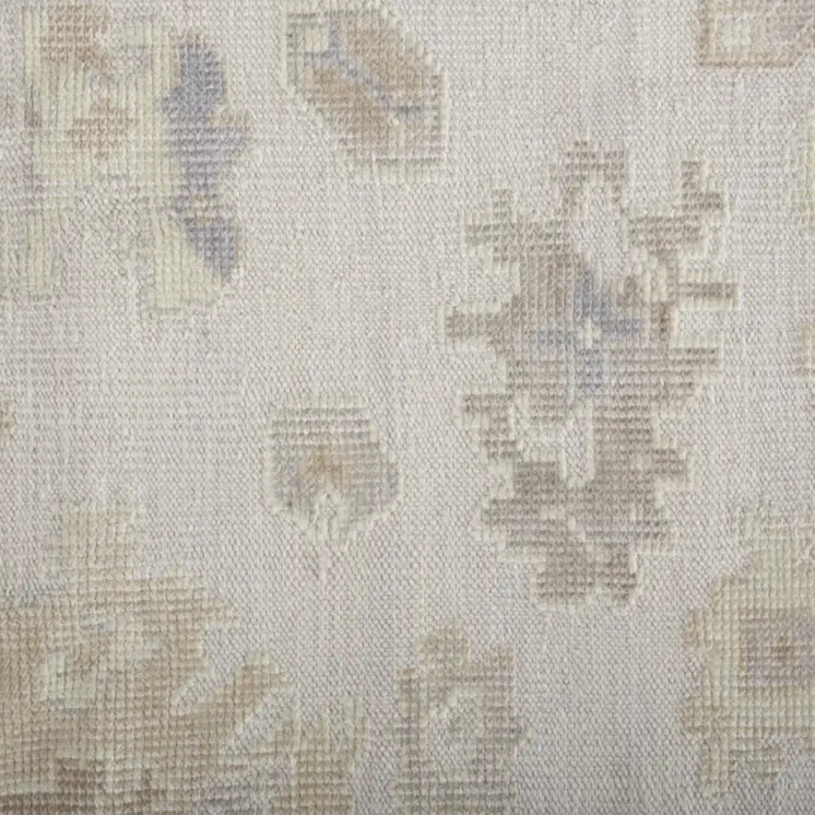 10' X 14' Tan Ivory And Orange Floral Hand Knotted Stain Resistant Area Rug
