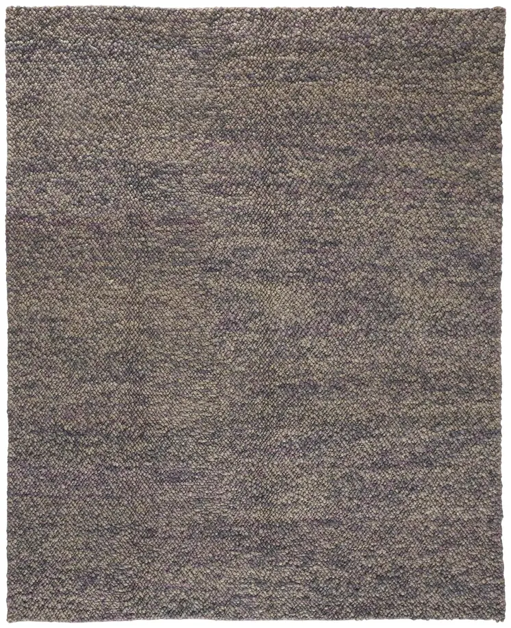10' X 13' Purple and Gray Wool Hand Woven Distressed Area Rug