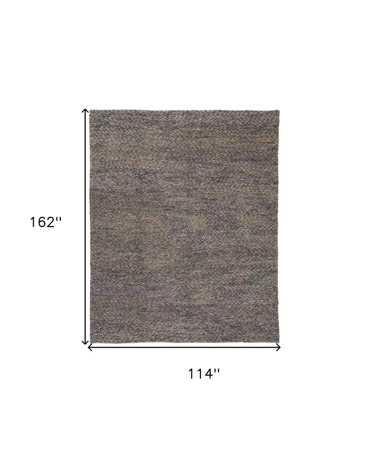 10' X 13' Purple and Gray Wool Hand Woven Distressed Area Rug