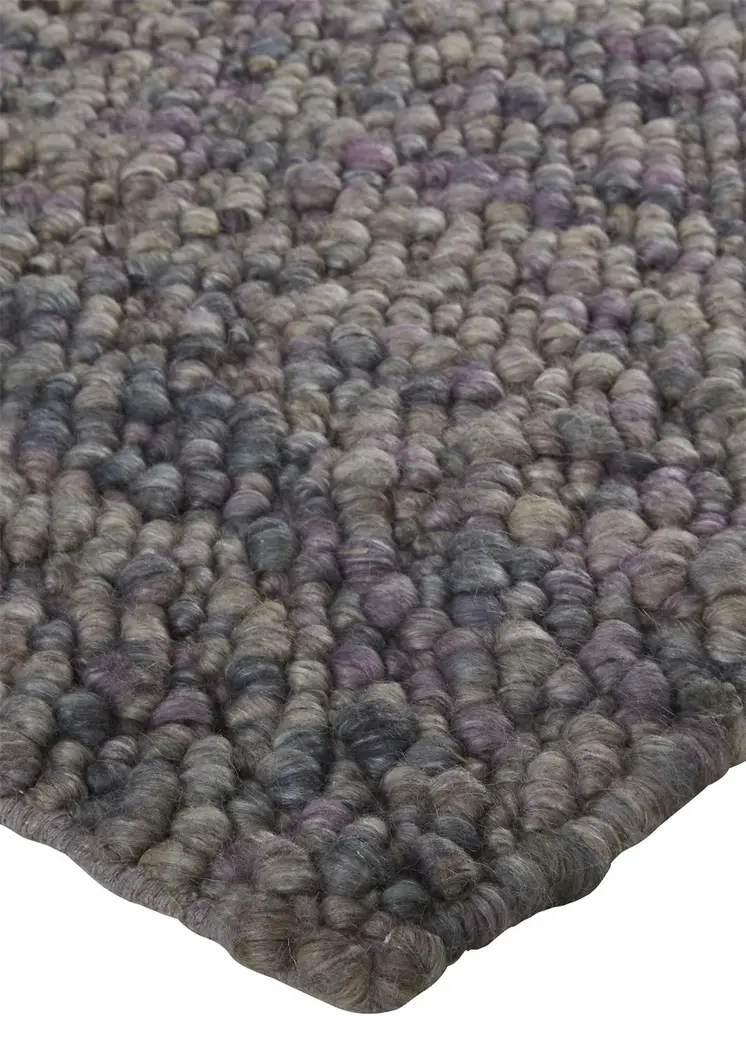 10' X 13' Purple and Gray Wool Hand Woven Distressed Area Rug