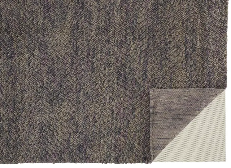 10' X 13' Purple and Gray Wool Hand Woven Distressed Area Rug