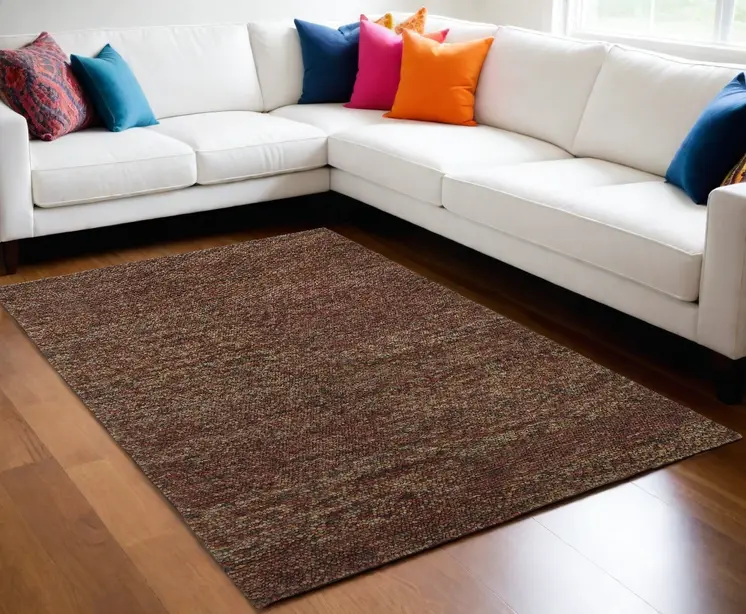 10' X 13' Orange Red Wool Hand Woven Distressed Area Rug