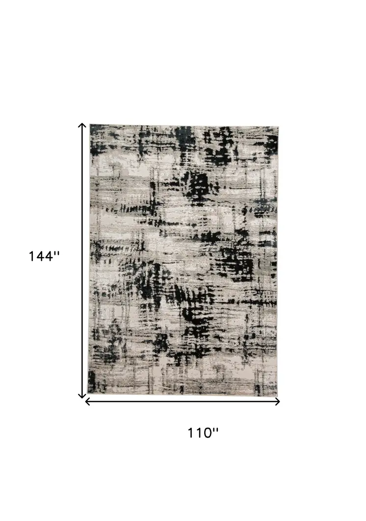 9' X 12' Black White And Gray Area Rug