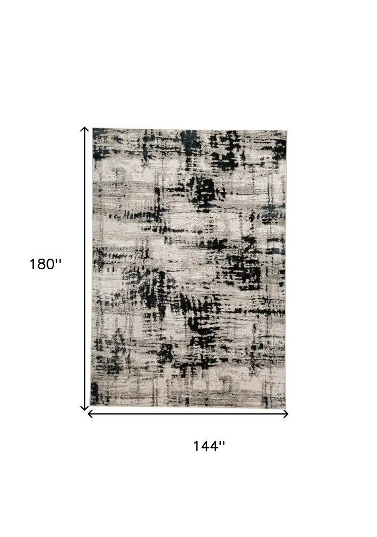 12' X 15' Black White And Gray Area Rug