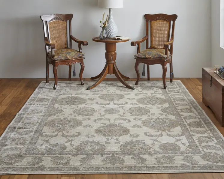 10' X 14' Tan Ivory And Brown Power Loom Area Rug