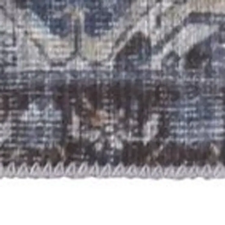 8' X 10' Blue Ivory And Brown Floral Area Rug
