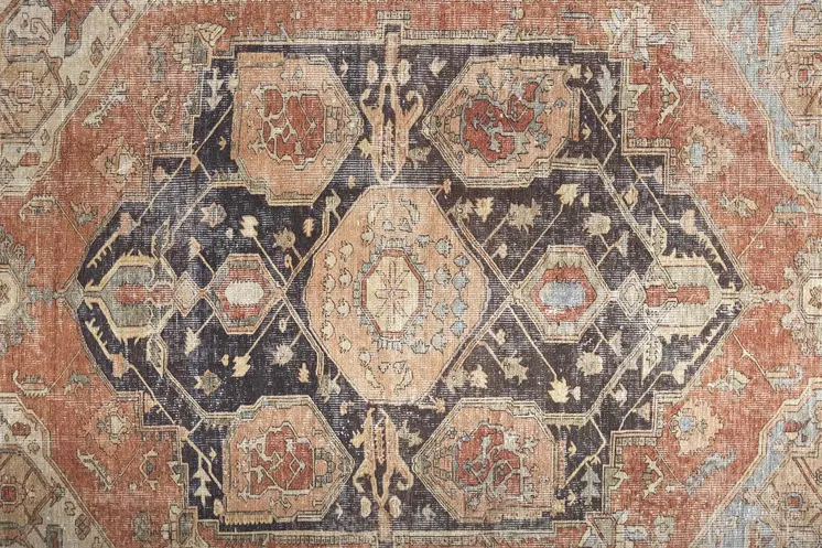 5' X 8' Orange Brown And Taupe Abstract Area Rug