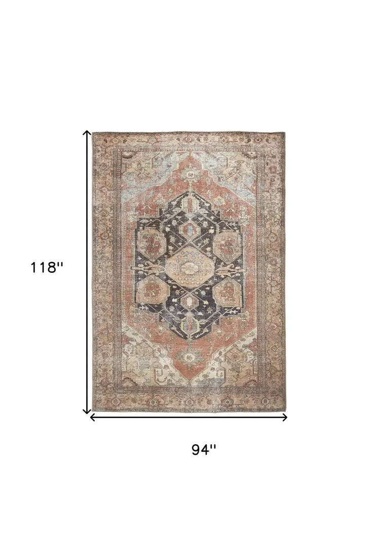 8' X 10' Orange Brown And Taupe Abstract Area Rug