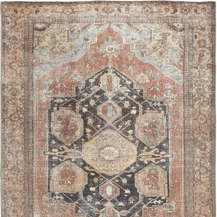 9' X 12' Orange Brown And Taupe Abstract Area Rug