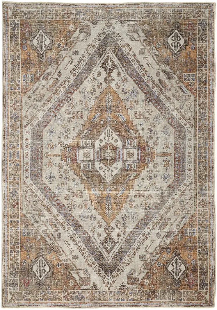 9' X 12' Brown and Ivory Abstract Area Rug