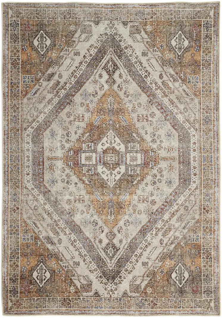 9' X 12' Brown and Ivory Abstract Area Rug