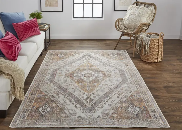 9' X 12' Brown and Ivory Abstract Area Rug