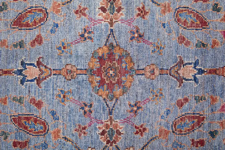 5' X 8' Gray Blue And Red Floral Power Loom Area Rug