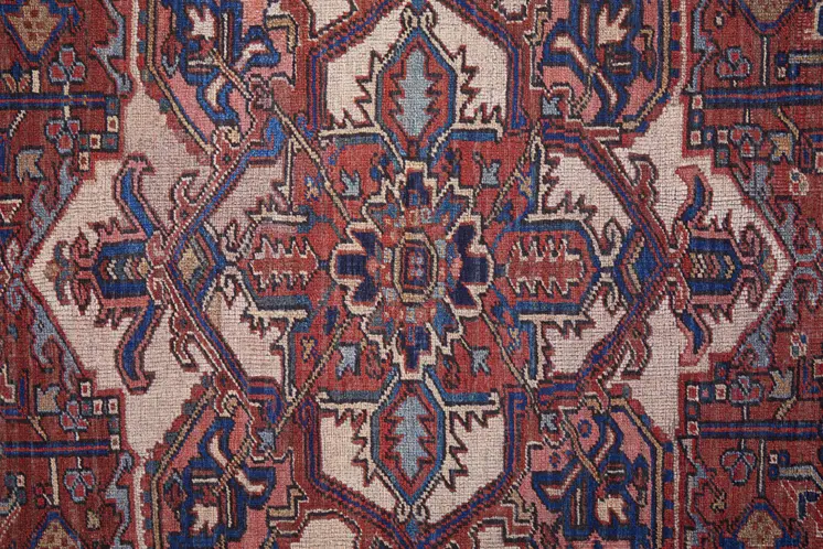 5' X 8' Red Tan And Blue Floral Power Loom Area Rug