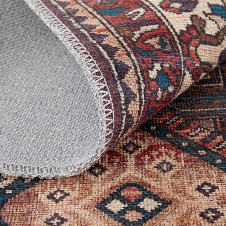 5' X 8' Brown Red And Ivory Floral Power Loom Area Rug