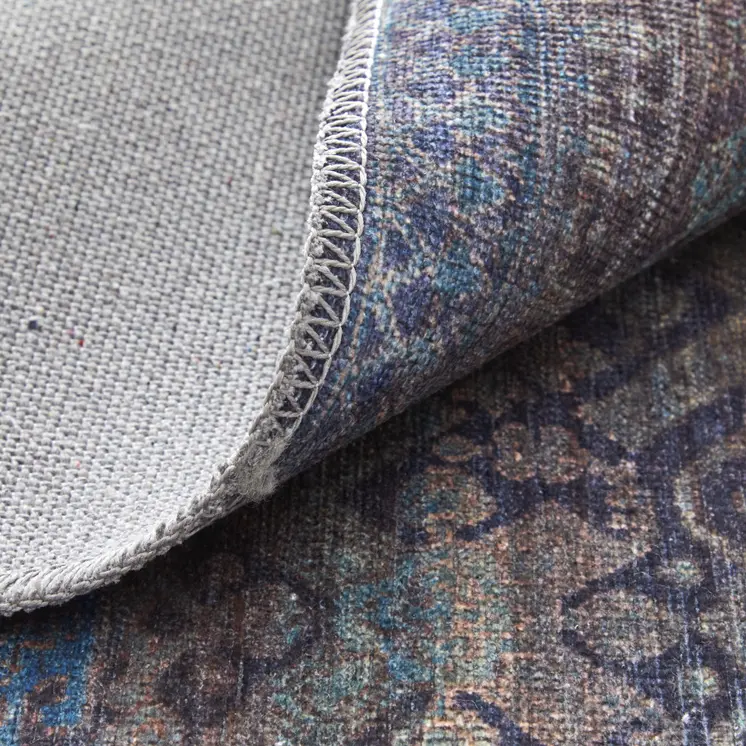 2' X 3' Blue Purple And Brown Floral Power Loom Area Rug