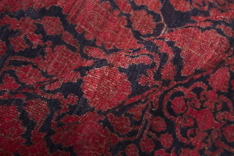 9' X 12' Red And Black Floral Power Loom Area Rug