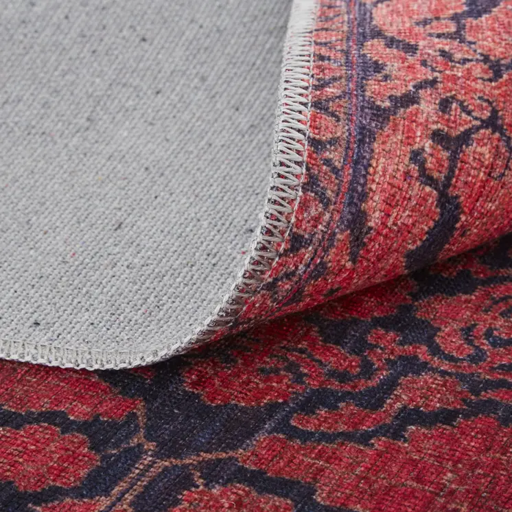 9' X 12' Red And Black Floral Power Loom Area Rug