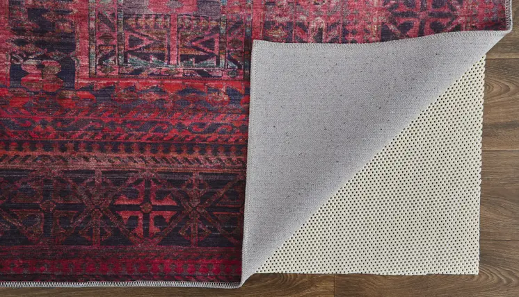 2' X 3' Red And Gray Geometric Power Loom Area Rug