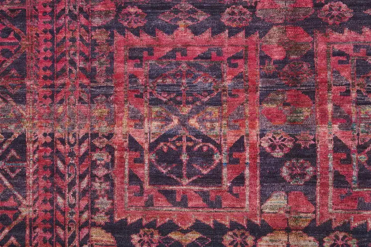 2' X 3' Red And Gray Geometric Power Loom Area Rug
