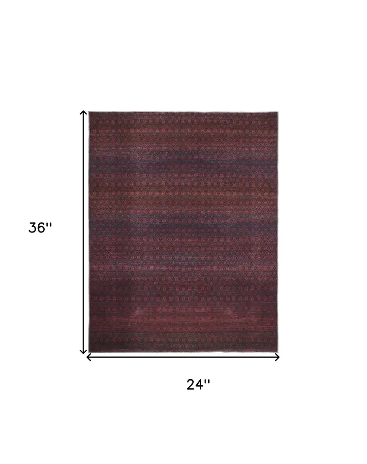 2' X 3' Red And Gray Striped Power Loom Area Rug