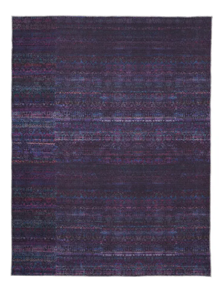 10' X 14' Blue And Purple Striped Power Loom Area Rug