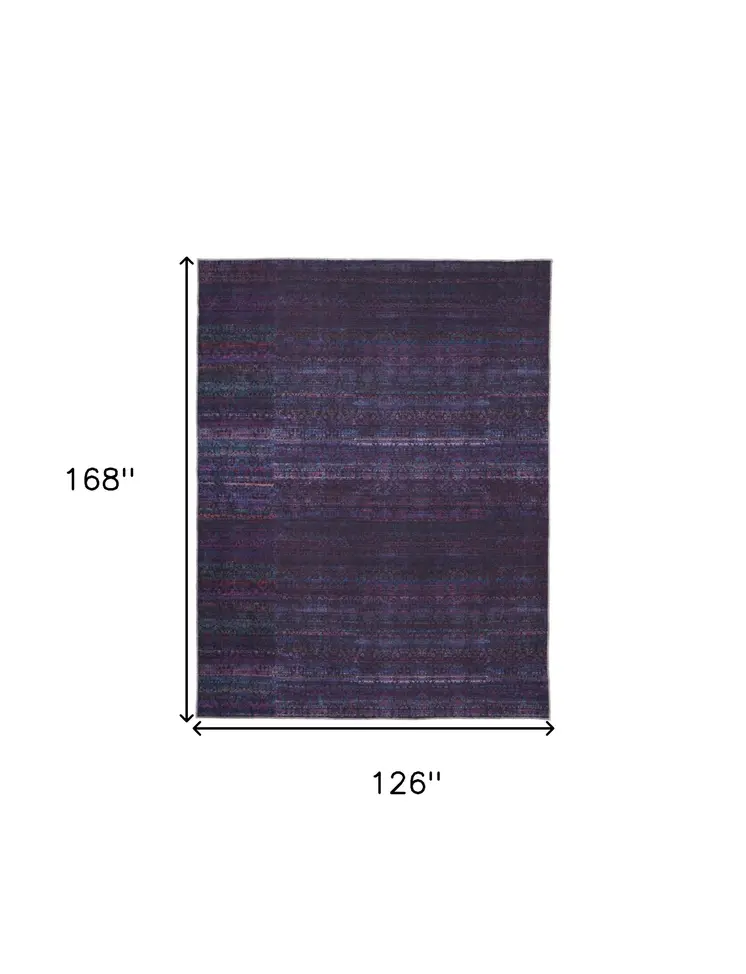 10' X 14' Blue And Purple Striped Power Loom Area Rug