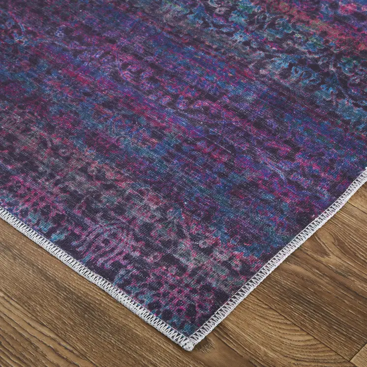 10' X 14' Blue And Purple Striped Power Loom Area Rug