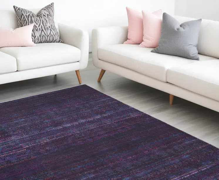 10' X 14' Blue And Purple Striped Power Loom Area Rug